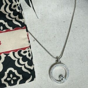 Brighton Starry Night Circle Necklace Silver Plated Crystals Pendant & Cloth Bag